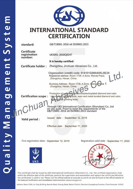 Китай ZHENGZHOU JINCHUAN ABRASIVES CO., LTD. Сертификаты